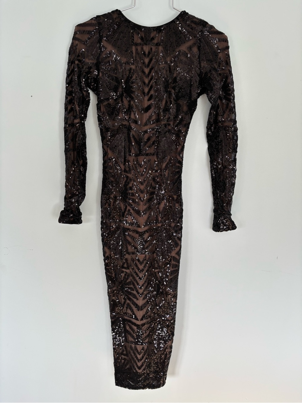Dress the Population Black Sequin Long-Sleeve Bodycon Dress